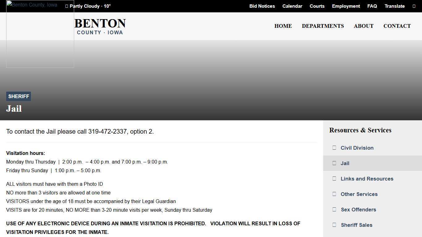 Jail - Sheriff's Office - Benton County Government - Iowa
